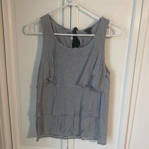 Ann Taylor Black and White Striped Tank Top